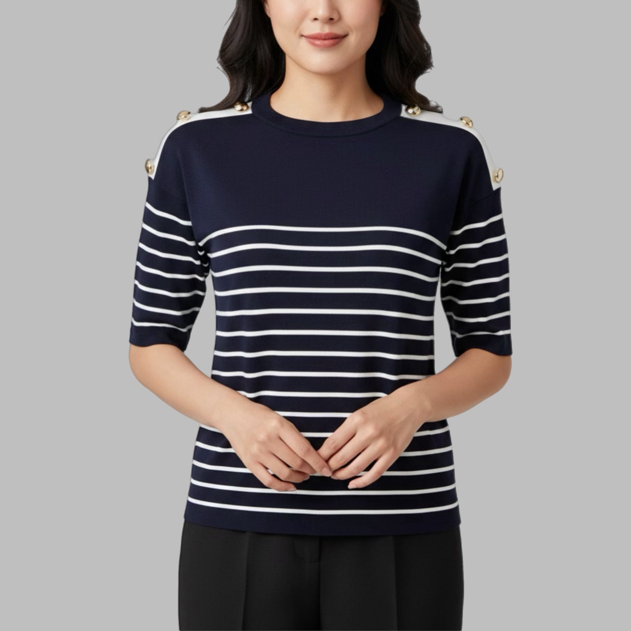 Maglia girocollo rigato SHEIS donna - DS6191