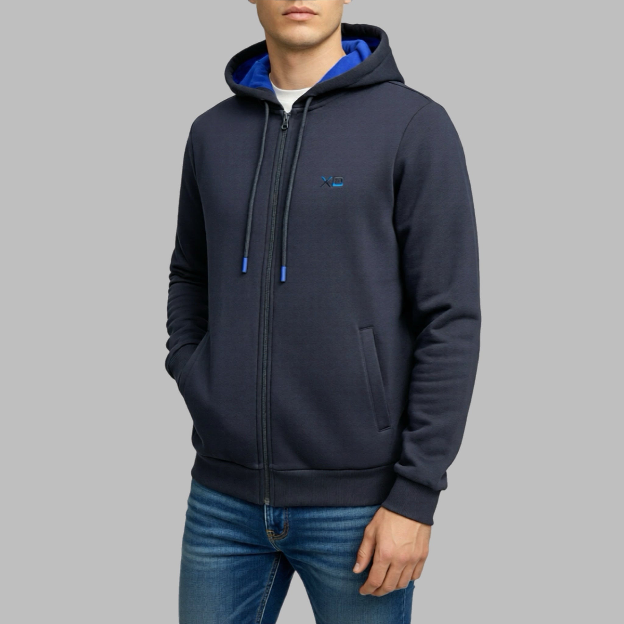 Felpa XO uomo zip con cappuccio