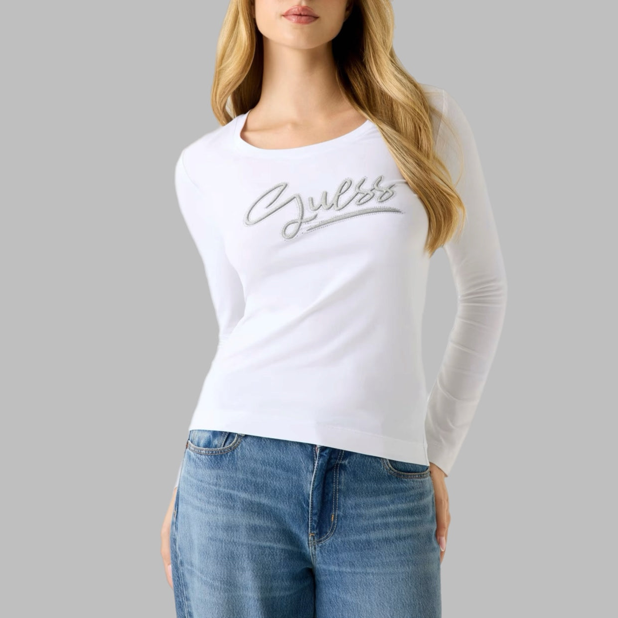 T-shirt GUESS con strass logo - W6RI25J1314